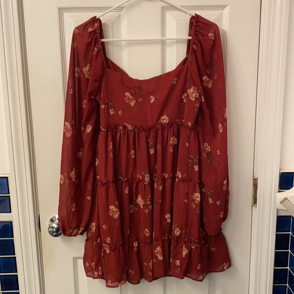 Red floral babydoll dress - Picture 4 of 4